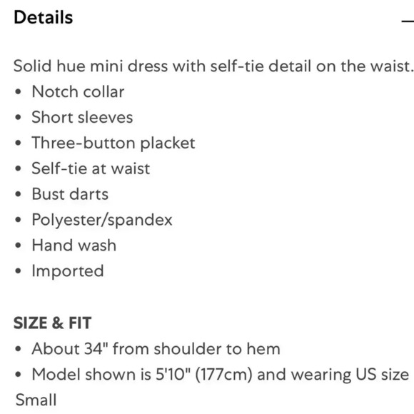 Lea & Viola Self-Tie Button-Front Mini Dress - Picture 4 of 7